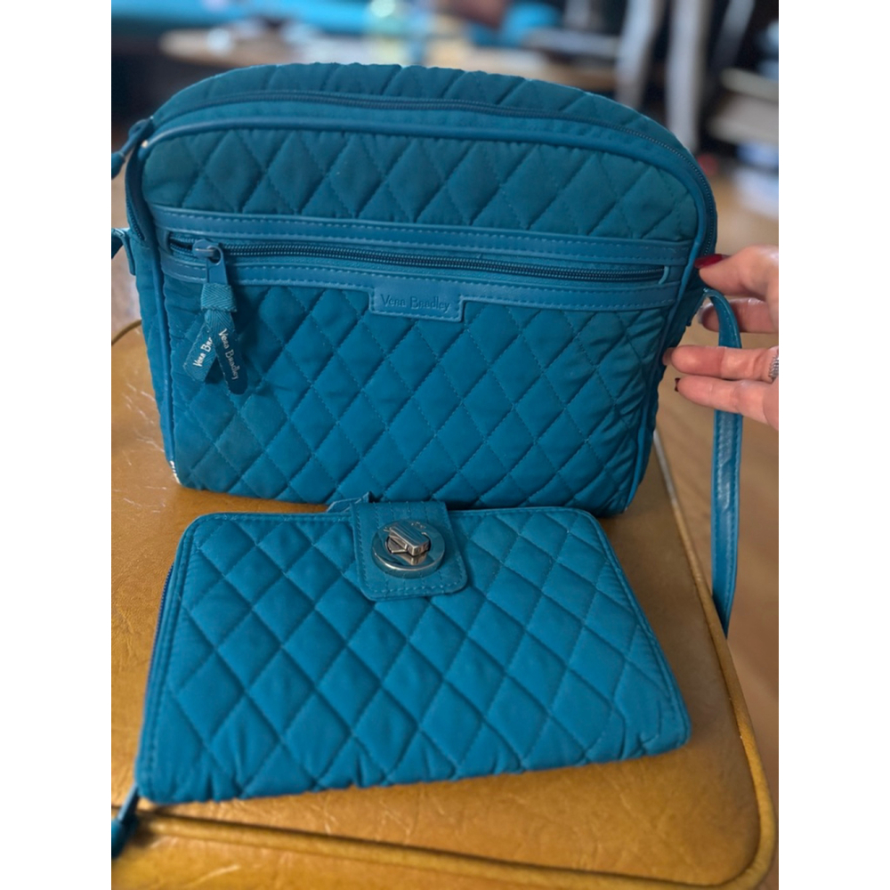 Vera Bradley Teal Floral Crossbody Bag & Wallet Set One Size